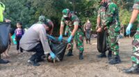 Puluhan Prajurit Kodim 0613/Ciamis & personel Polres Pangandaran Lakukan Aksi Bersih-Bersih Pantai Pangandaran