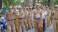 Sekda dan Kepala OPD Pemda Barru Ikut Gerak Jalan dalam Memeriahkan Perayaan HUT RI ke 77