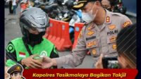 Kapolres Tasikmalaya Bagikan Takjil Kepada Masyarakat Di Depan Makopolres Tasikmalaya