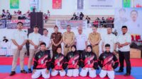 Sekda Abustan Bersama Ketua Koni Barru Hadiri Kejurnas Karate-do Gojukai Jaksa Agung Cup di GOR Unhas Tamanlarea Makassar