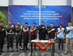 Sambut Hari Raya Idul Fitri, Rutan Garut Gelar Razia Gabungan dan Tes Urine Dalam Rangka Hari Bhakti Pemasyarakatan Ke-61 