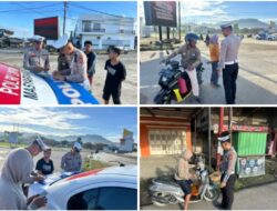 Satlantas Polres Mamuju Tengah Lakukan Penindakan Pelanggaran Helm SNI, Pengendara Motor Terjaring Tilang