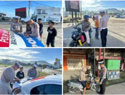 Satlantas Polres Mamuju Tengah Lakukan Penindakan Pelanggaran Helm SNI, Pengendara Motor Terjaring Tilang