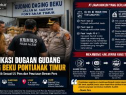 Klarifikasi Pemberitaan Dugaan Gudang Daging Beku di Pontianak Timur, Pengajuan Hak Jawab Harus Mengacu UU Pers dan Peraturan Dewan Pers